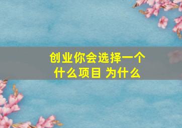 创业你会选择一个什么项目 为什么